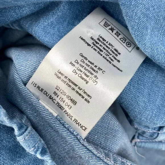 Sézane Women's Servanne Button Down Long Sleeve Shirt | 36 (4) | Chambray Denim - Picture 14 of 16